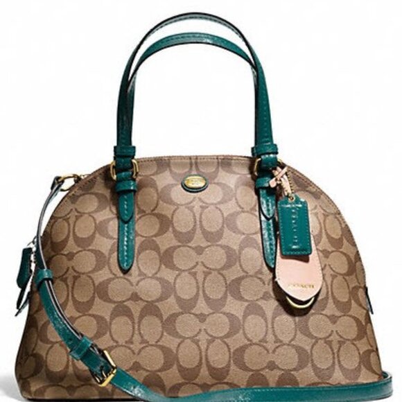 Coach Peyton Signature Cora Domed Shoulder Bag Satchel - Picture 1 of 15